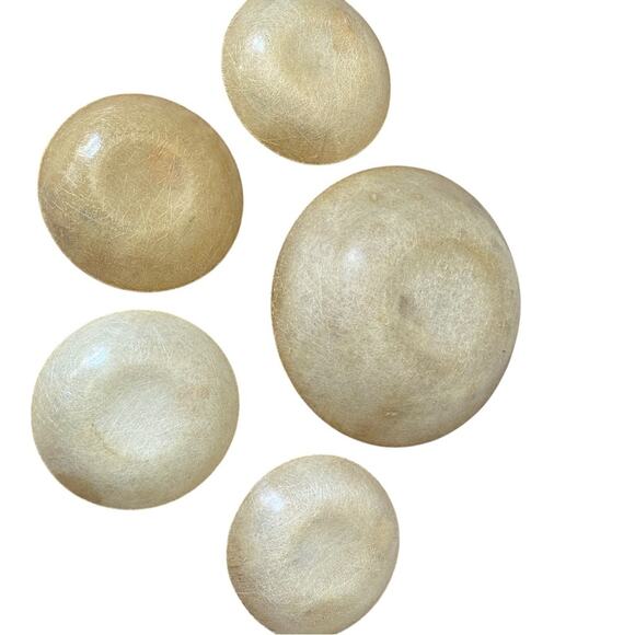 Vintage MCM Fiberglass Serving Bowl & Dishes Butterfly Yellow Tan Set - Picture 6 of 10